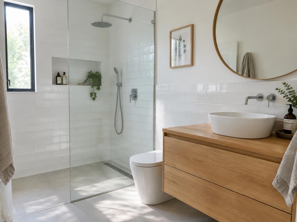 Salle de bain rénovée avec douche à l’italienne